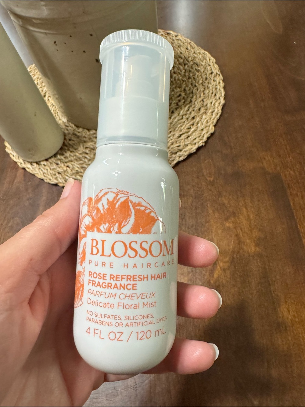 Blossom Pure Haircare Rose Refresh Hair Fragrance Mist 4 oz